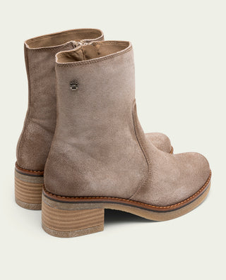 BOTINES DE PIEL ARENA CON CREMALLERA DANIELA