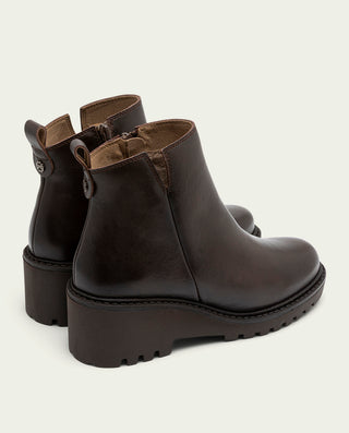 BOTINES DE PIEL CON CUÑA Y CREMALLERA MOKA ELENA