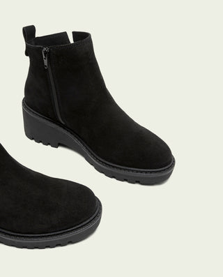 BOTINES DE PIEL CON CUÑA Y CREMALLERA NEGRO ELISA