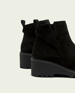BOTINES DE PIEL CON CUÑA Y CREMALLERA NEGRO ELISA