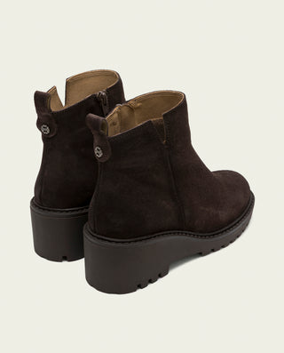 BOTINES DE PIEL CON CUÑA Y CREMALLERA MOKA ELISA