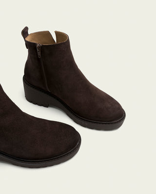 BOTINES DE PIEL CON CUÑA Y CREMALLERA MOKA ELISA