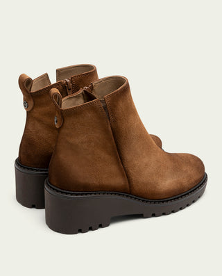 BOTINES DE PIEL CON CUÑA Y CREMALLERA CUERO ELISA