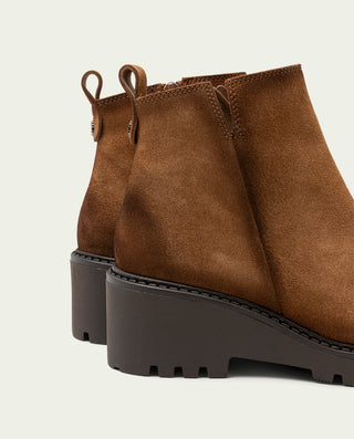 BOTINES DE PIEL CON CUÑA Y CREMALLERA CUERO ELISA