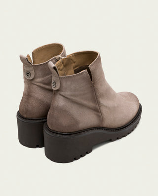 BOTINES DE PIEL CON CUÑA Y CREMALLERA ARENA ELISA