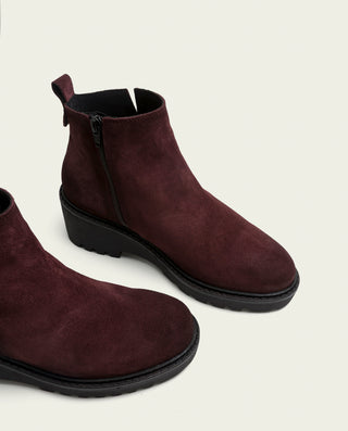 BOTINES DE PIEL CON CUÑA Y CREMALLERA BURDEOS ELISA
