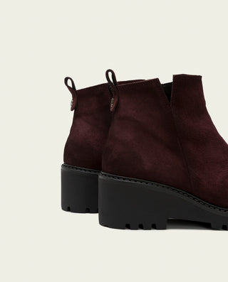 BOTINES DE PIEL CON CUÑA Y CREMALLERA BURDEOS ELISA