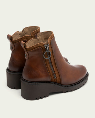 BOTINES DE PIEL CON CUÑA Y CREMALLERA CUERO ELSA