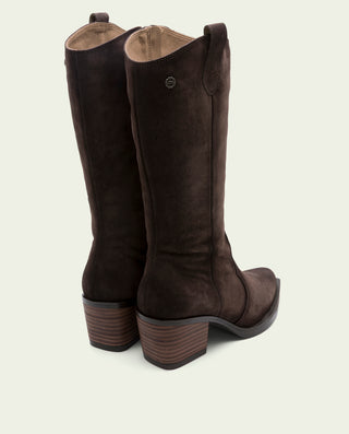 BOTAS COWBOY DE PIEL MOKA CON CREMALLERA HELGA