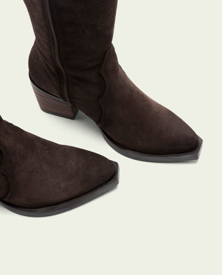BOTAS COWBOY DE PIEL MOKA CON CREMALLERA HELGA