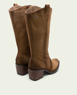 BOTAS COWBOY DE PIEL TAUPE CON CREMALLERA HELGA