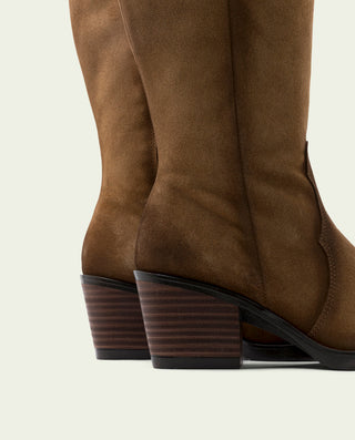 BOTAS COWBOY DE PIEL TAUPE CON CREMALLERA HELGA