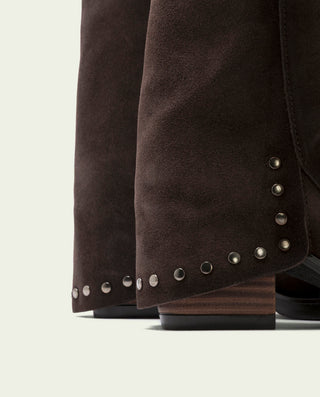 BOTAS COWBOY DE SERRAJE DOBLE FAZ CON CREMALLERA MOKA HEIDI