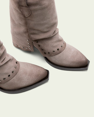 BOTAS DOBLE FAZ COWBOY DE PIEL ARENA CON CREMALLERA HEIDI