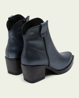 BOTINES COWBOY DE PIEL METALIZADA PLOMO FÁTIMA