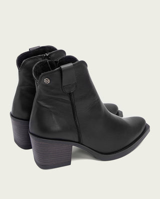 BOTINES COWBOY DE PIEL NEGRO CON CREMALLERA FRIDA