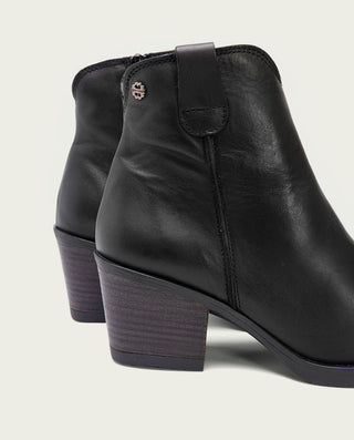 BOTINES COWBOY DE PIEL NEGRO CON CREMALLERA FRIDA