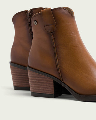 BOTINES COWBOY DE PIEL CUERO CON CREMALLERA FRIDA