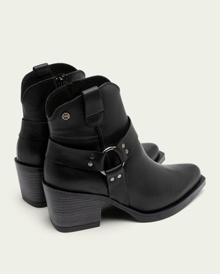 BOTINES COWBOY DE PIEL NEGRO CON CREMALLERA FABIANA