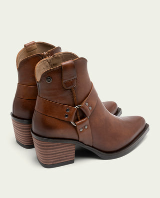 BOTINES COWBOY DE PIEL CUERO CON CREMALLERA FABIANA