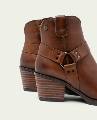 BOTINES COWBOY DE PIEL CUERO CON CREMALLERA FABIANA