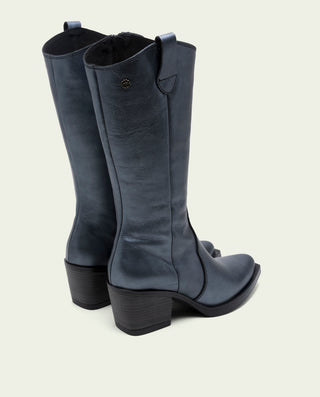 BOTAS COWBOY DE PIEL METALIZADA PLOMO FABILA