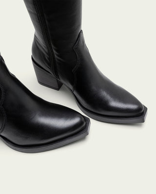 BOTAS COWBOY DE PIEL NEGRO CON CREMALLERA FLORA