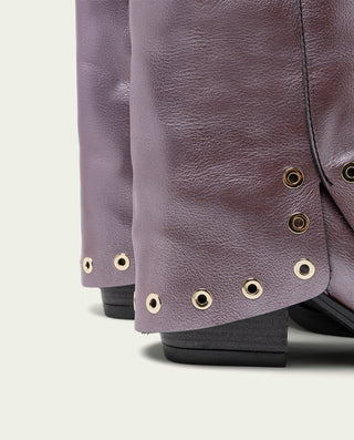 BOTAS COWBOY DE PIEL BURDEOS METALIZADO FLORENCE