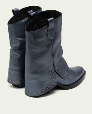 BOTAS DOBLE FAZ DE PIEL PLOMO CON TACHUELAS FAITH
