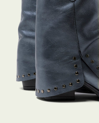 BOTAS DOBLE FAZ DE PIEL PLOMO CON TACHUELAS FAITH