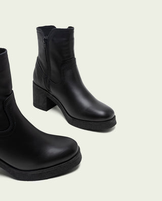 BOTINES DE PIEL CON CREMALLERA NEGRO MOLLY