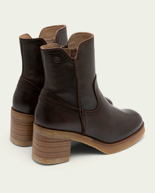 BOTINES DE PIEL CON CREMALLERA MOKA MOLLY