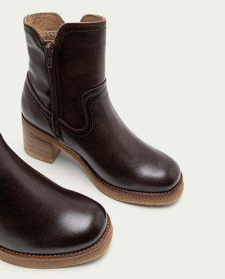 BOTINES DE PIEL CON CREMALLERA MOKA MOLLY