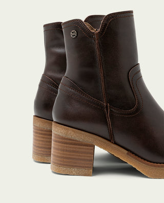 BOTINES DE PIEL CON CREMALLERA MOKA MOLLY