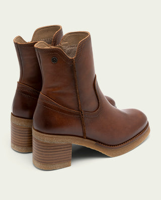 BOTINES DE PIEL CON CREMALLERA CUERO MOLLY