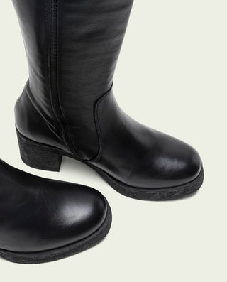 BOTAS DE PIEL CON CREMALLERA NEGRO MAR