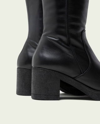 BOTAS DE PIEL CON CREMALLERA NEGRO MAR