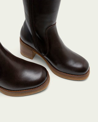 BOTAS DE PIEL CON CREMALLERA MOKA MAR