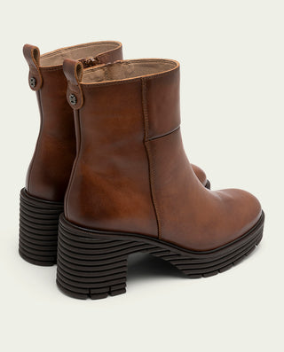 BOTINES DE PIEL CON CREMALLERA CUERO MARTA