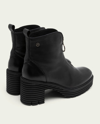 BOTINES DE PIEL CON CREMALLERA NEGRO MILA