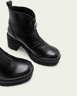 BOTINES DE PIEL CON CREMALLERA NEGRO MILA