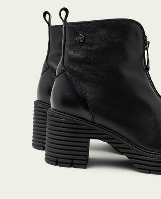 BOTINES DE PIEL CON CREMALLERA NEGRO MILA
