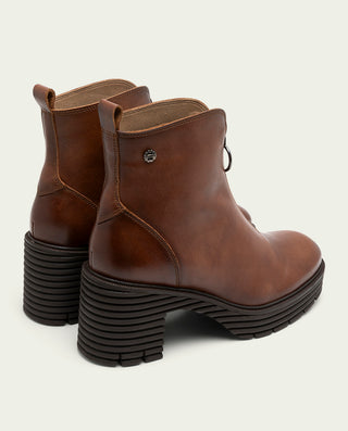 BOTINES DE PIEL CON CREMALLERA CUERO MILA