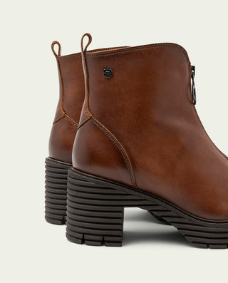 BOTINES DE PIEL CON CREMALLERA CUERO MILA