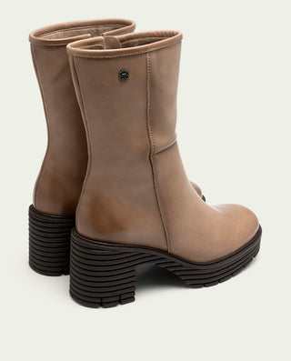 BOTAS DE PIEL CON CREMALLERA TAUPE MILEY