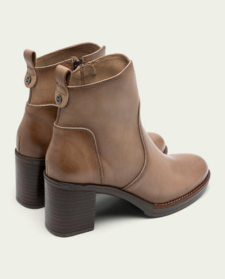BOTINES DE PIEL DE TACÓN TAUPE RAQUEL