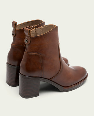 BOTINES DE PIEL DE TACÓN CUERO RAQUEL
