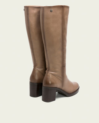 BOTAS DE PIEL DE TACÓN TAUPE RITA
