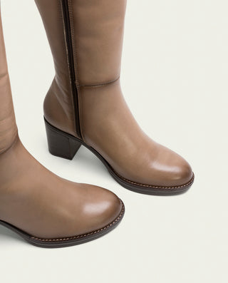 BOTAS DE PIEL DE TACÓN TAUPE RITA