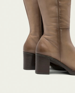 BOTAS DE PIEL DE TACÓN TAUPE RITA